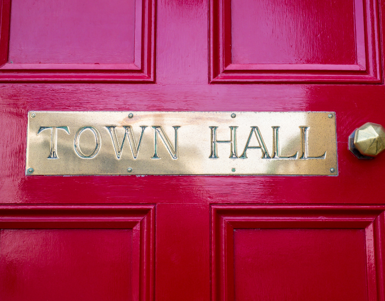 A Town Hall sign