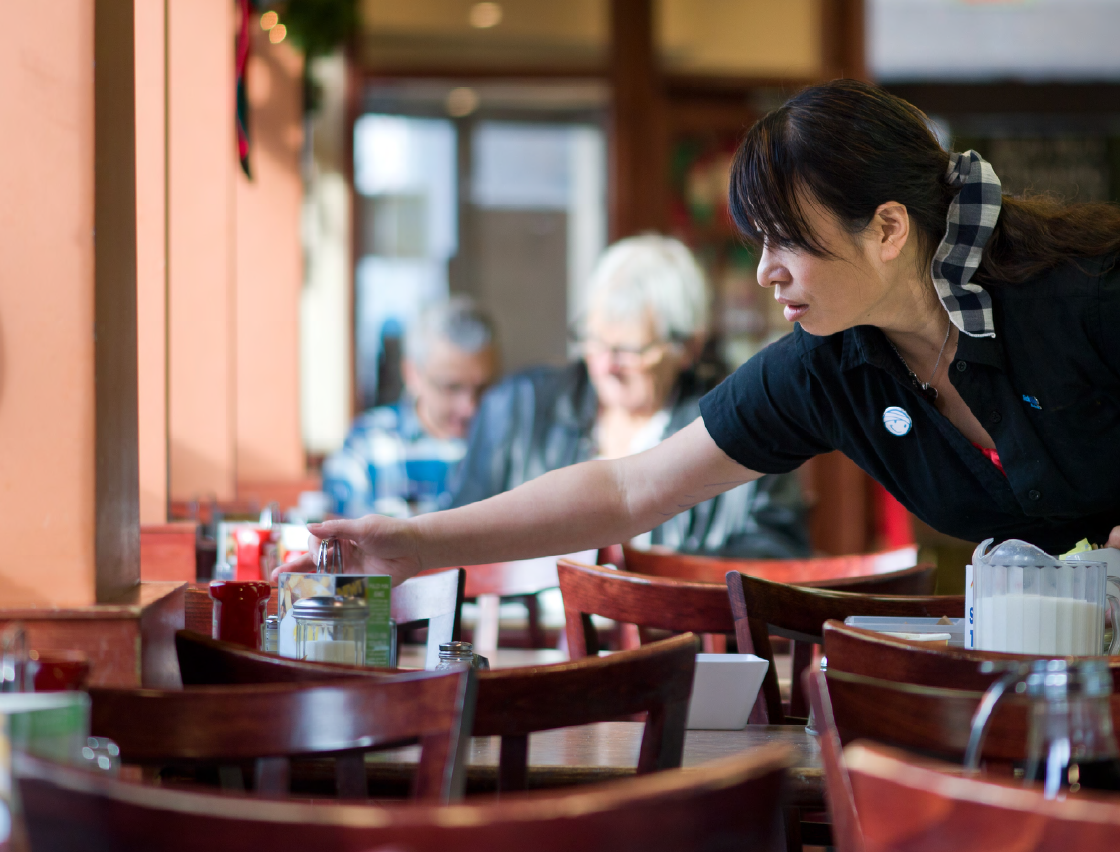 A stock image of a hospitality worker