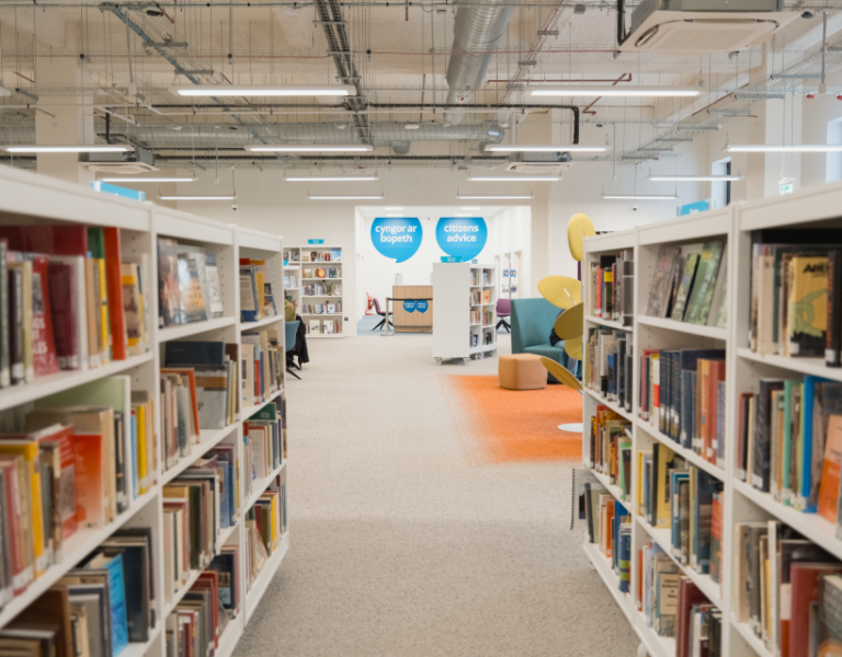 Citizens Advice and library at Y Storfa, Swansea Council's public services hub small