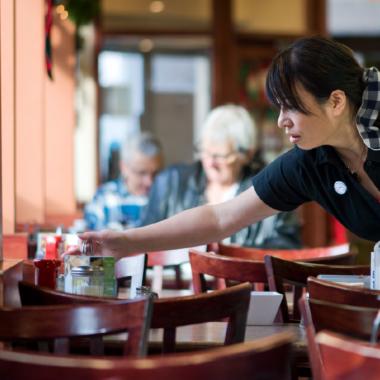 A stock image of a hospitality worker
